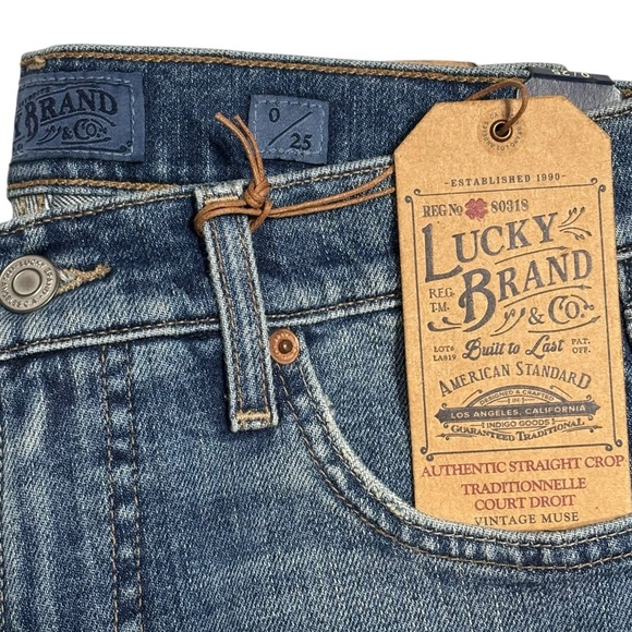 Lucky Brand Straight Crop Jeans with Distressed Details Size 0/25 New With Tags - Picture 5 of 5